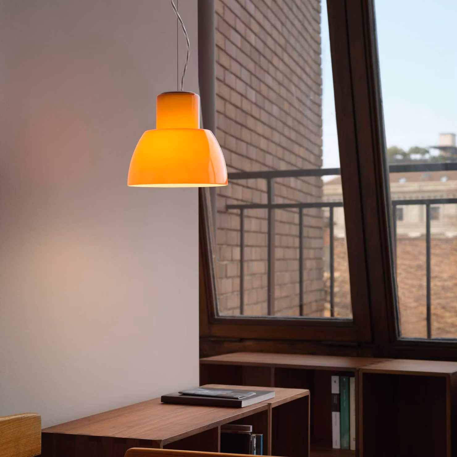 Nemo Lampada a sospensione in vetro Lorosae, dimmerabile, Giallo / Arancione, Soggiorno / Sala da pranzo, Vetro, Lampada a sospensione