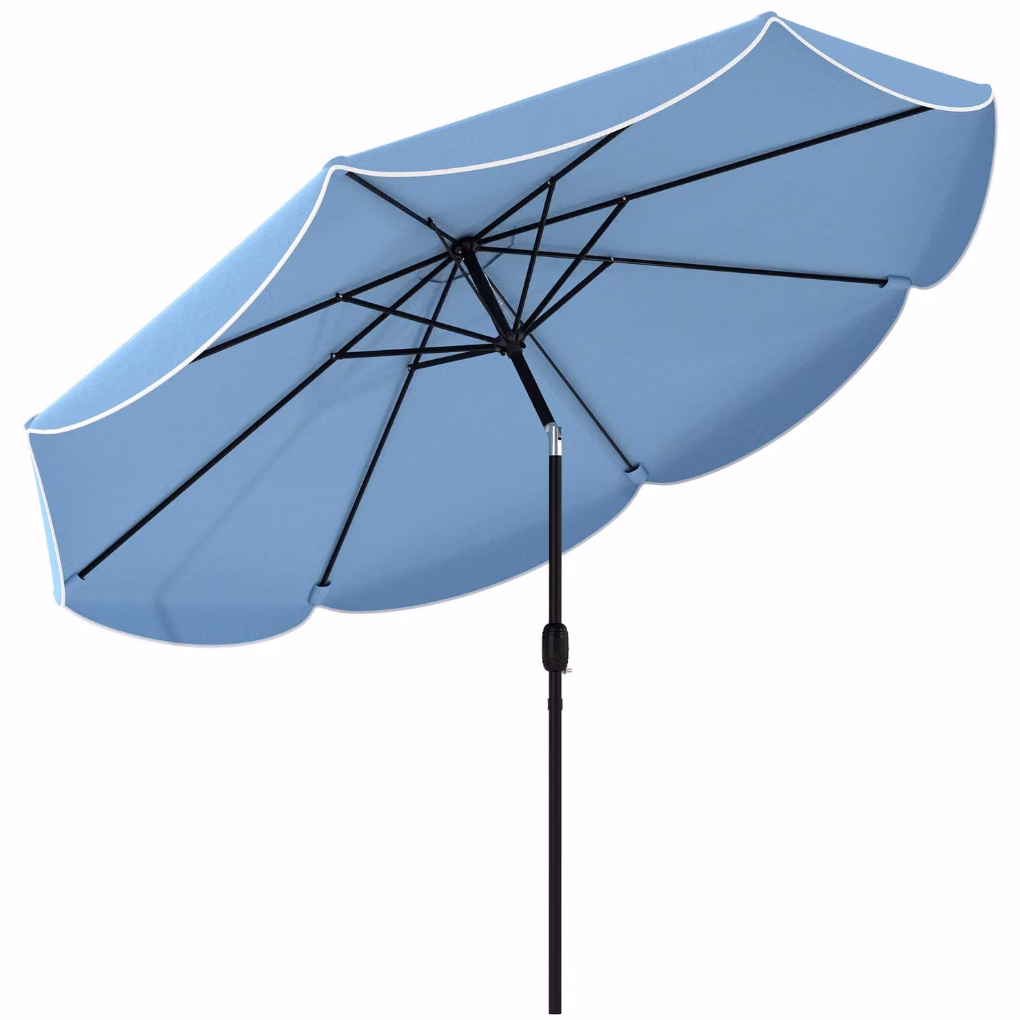 Ombrellone rotondo per balcone con manovella e funzione di inclinazione | Colore: azzurro cielo | Dimensioni: 265x265x235 cm