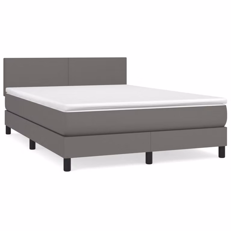 Giroletto a Molle con Materasso Grigio 140x200 cm in Pelle finta