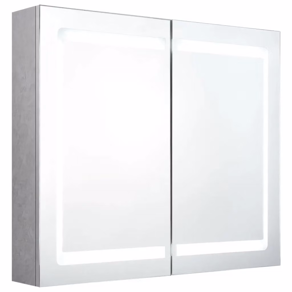 Armadietto da bagno moderno vidaXL con specchio e illuminazione LED, Grigio, L: 80 cm, P: 12 cm, H: 68 cm – 2