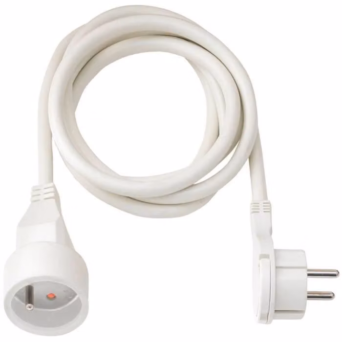 BRENNENSTUHL Cavo di prolunga da 2 m con spina piatta (cavo H05VV-F 3G1.5, IP20), bianco