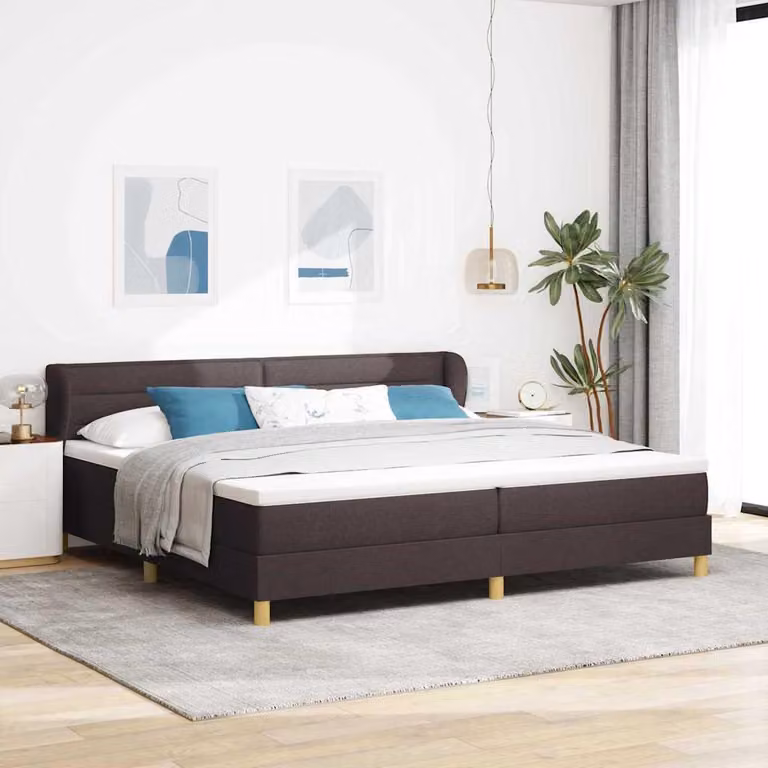 Maison Exclusive - Letto boxspring con materasso marrone scuro 200 x 200 cm Tessuto