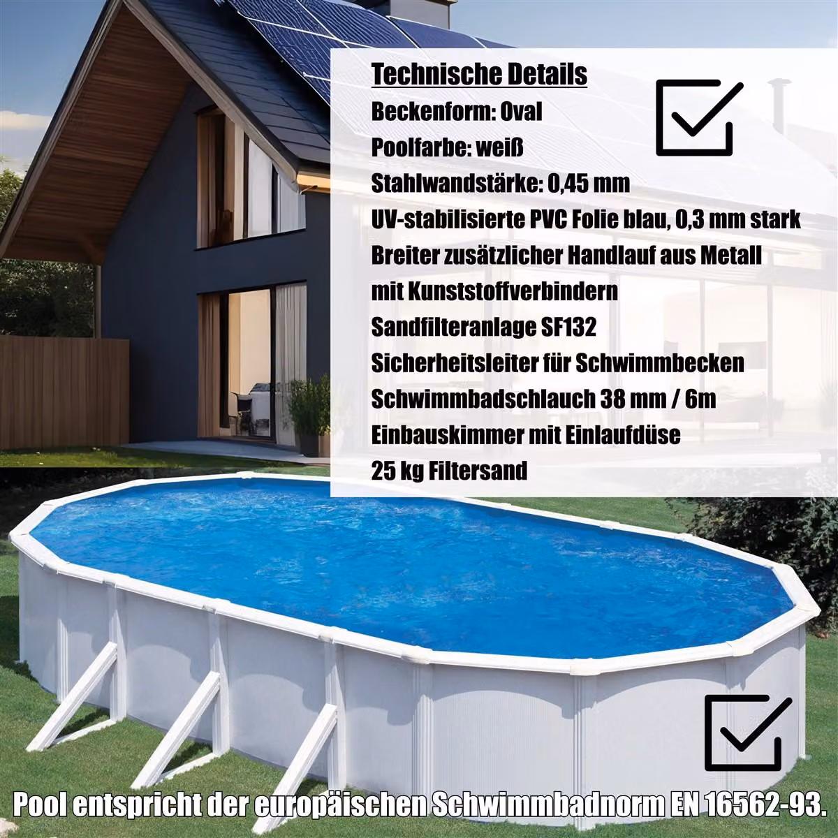 Set piscina ovale Planet Pool Premium 7,30 x 3,75 x 1,20 m