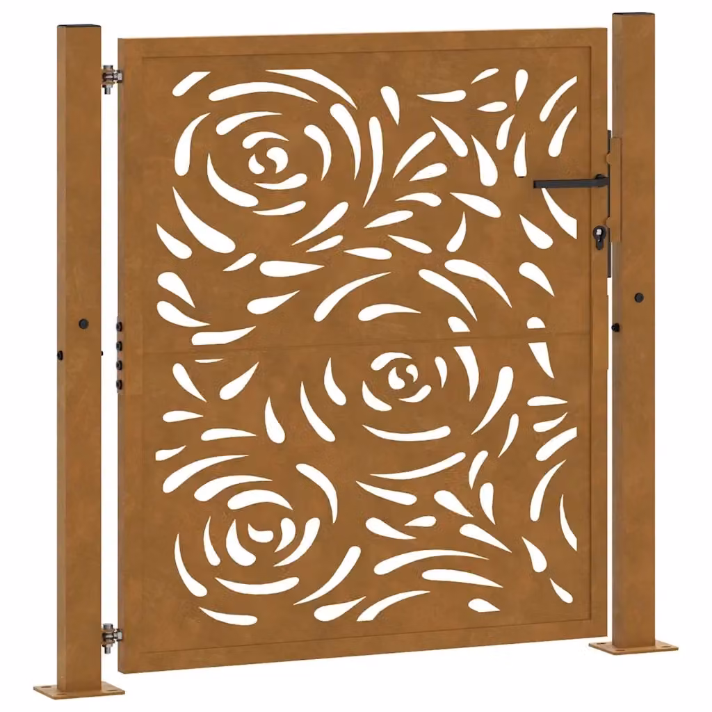 Cancello singolo da giardino vidaXL in acciaio marrone L: 105 cm, H: 110 cm, P: 10 cm – 2