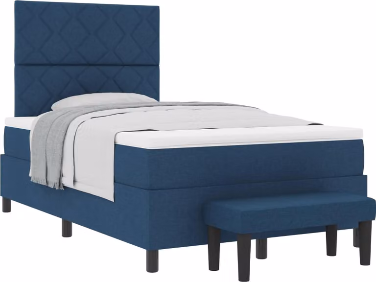 Letto a molle con testiera Blu 120 x 200 cm Tessuto