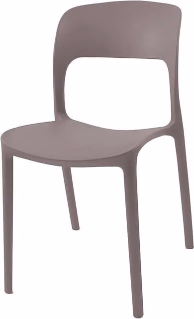 Sedia in polipropilene Vela con schienale ergonomico con apertura centrale colore taupe grey set 4 pezzi