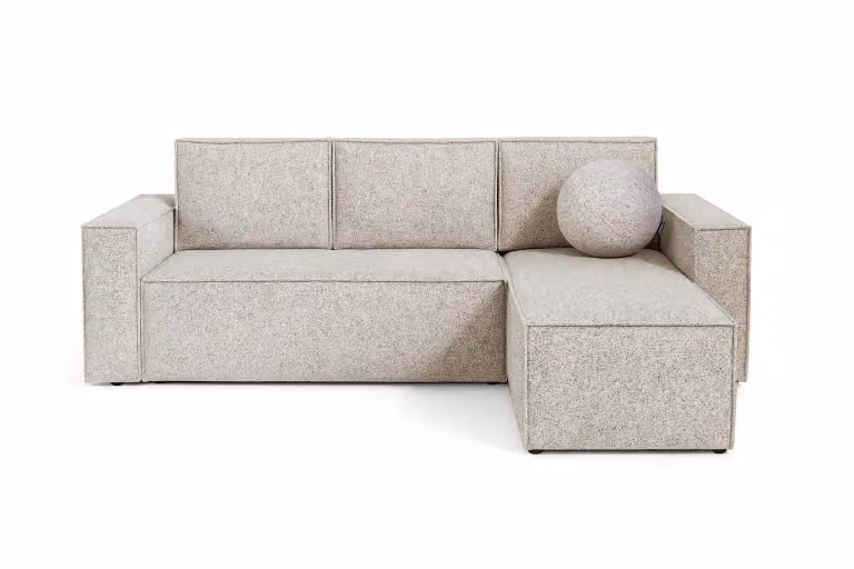 Divano angolare Sofello con funzione letto CUBE Melange – Tessuto Puente 06 Melange, superficie letto: 204×144 cm, divano angolare robusto e resistente, divano angolare di grandi dimensioni,