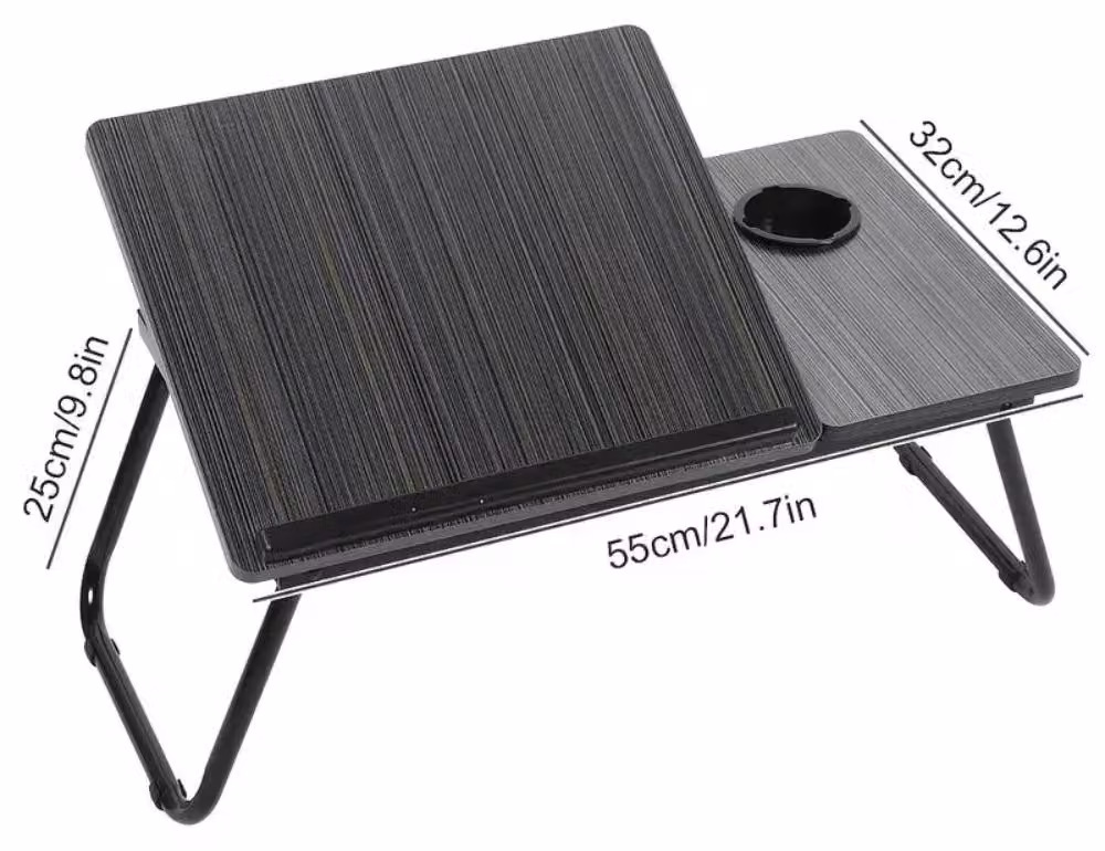 Tavolo pieghevole per laptop - Tavolo per laptop - 5 livelli di altezza regolabili - Portabevande - Supporto per libri - Struttura in metallo - Forma rettangolare
