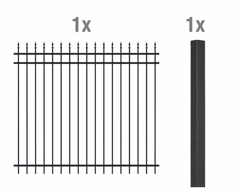 Alberts 511258 Set di prolunghe per staccionata Columbus, nero opaco, per l'installazione nel calcestruzzo, altezza 1800 mm, lunghezza 2 m