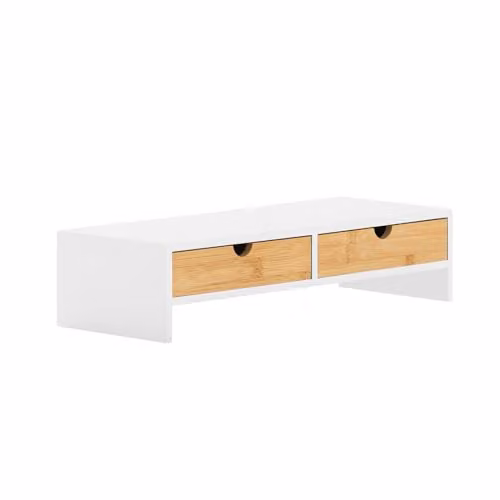 SoBuy Supporto Monitor Scrivania con 2 Cassetti 47x11x18cm Ufficio