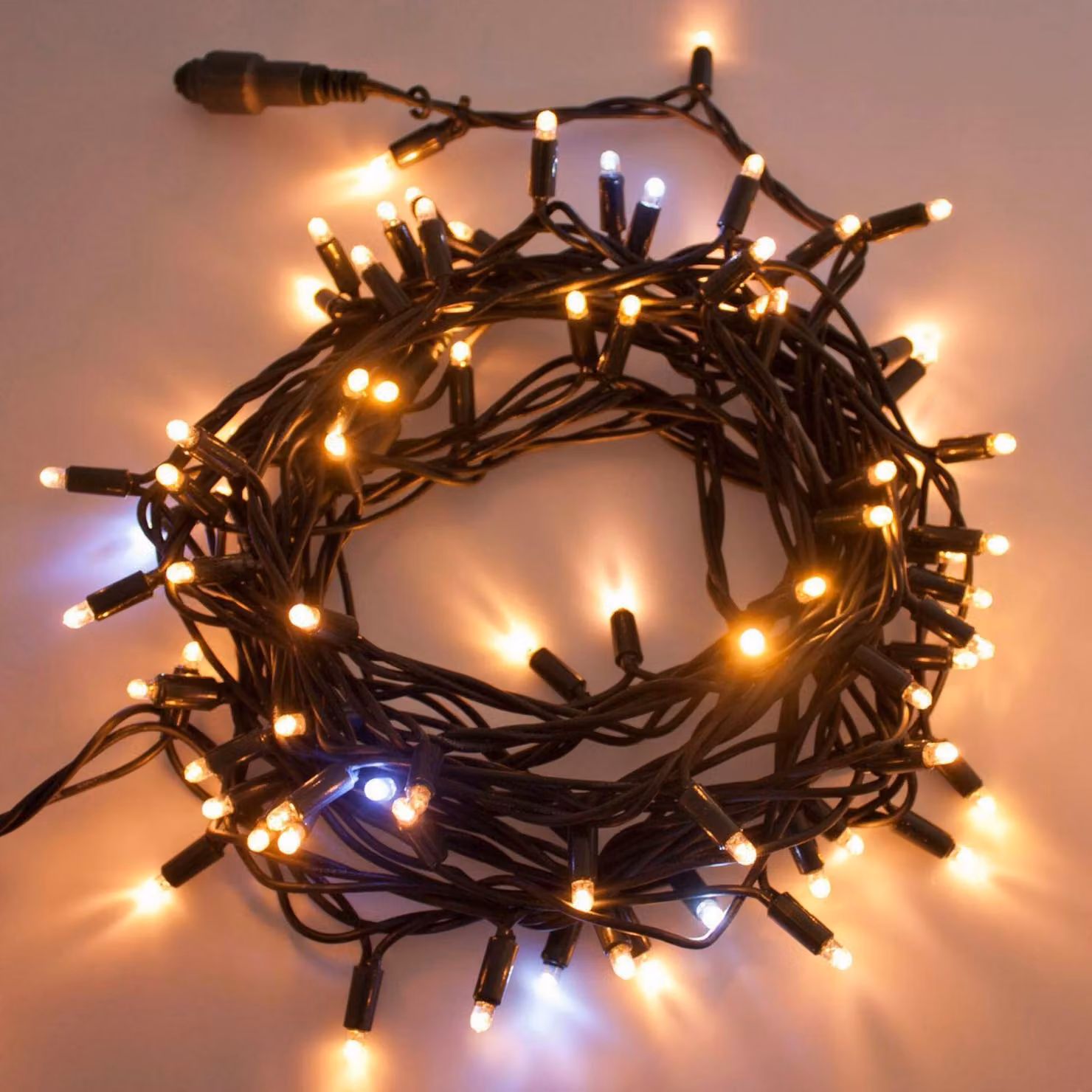Catena luminosa LED "Xmas King XmasKing" da 20 metri, con 200 LED maxi, adatta per uso esterno, con effetto luce calda e bianca alternata, senza alimentatore