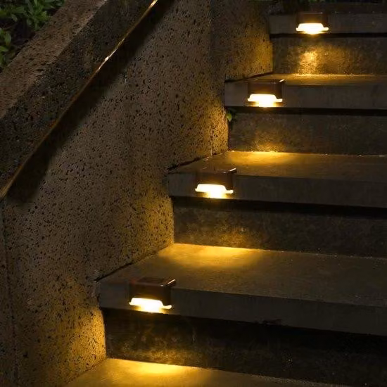 Set da 12 luci solari da incasso in cemento, illuminazione a LED impermeabile per scale esterne, gradini, recinzioni, cortili e vialetti (bianco caldo)