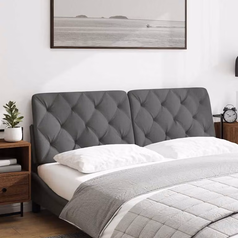 vidaXL Cuscino Testiera Grigio Scuro 160 cm in Tessuto