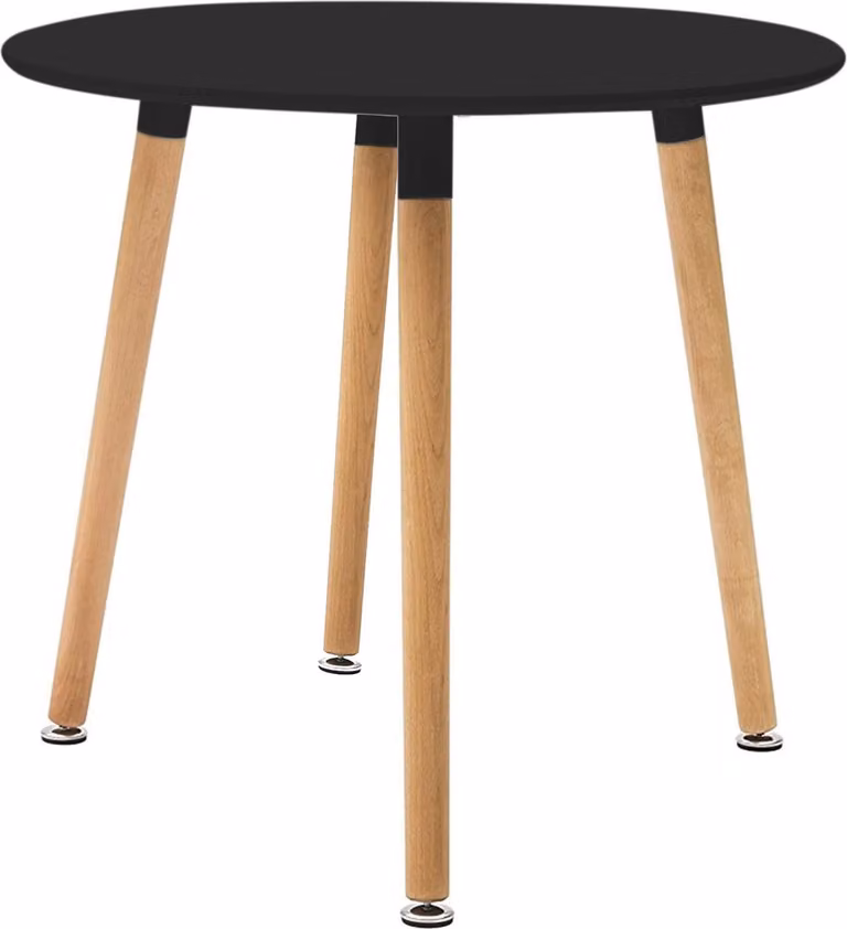 Milani Home - tavolo da pranzo rotondo 80 cm in plastica e legno, nero, stile scandinavo