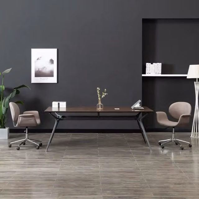 Sedia da Ufficio Girevole Moderna vidaXL in Tessuto Grigio e Beige con Ruote – 1