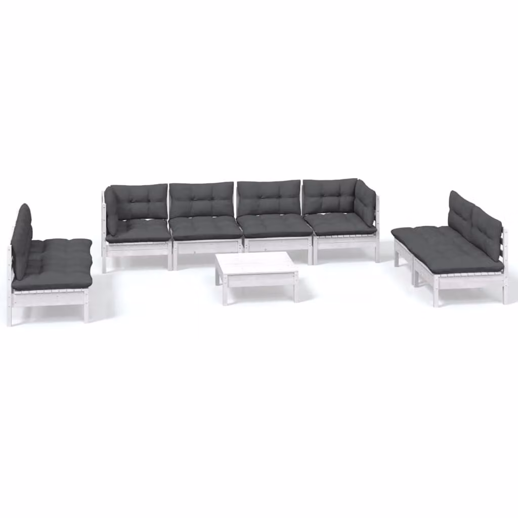 Set Salotto Giardino con Cuscini 9 pz in Legno Massello di Pino