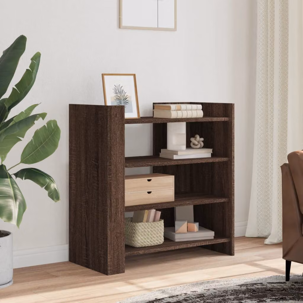 Credenza vidaXL in legno multistrato e MDF color rovere marrone, design minimalista, L 73,5 cm x P 35 cm x H 75 cm