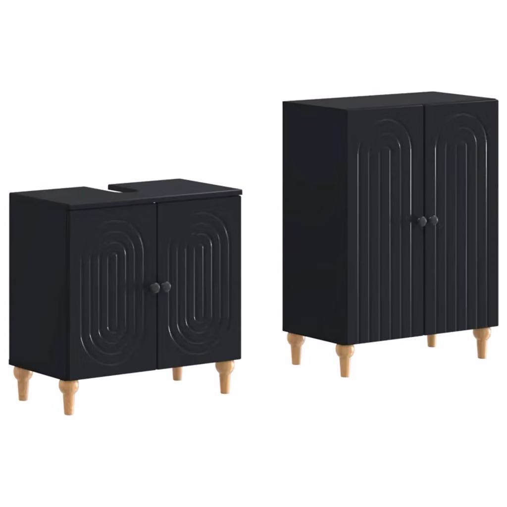 Set di mobili da bagno moderno vidaXL composto da mobile lavabo e mobile contenitore nero opaco – 2