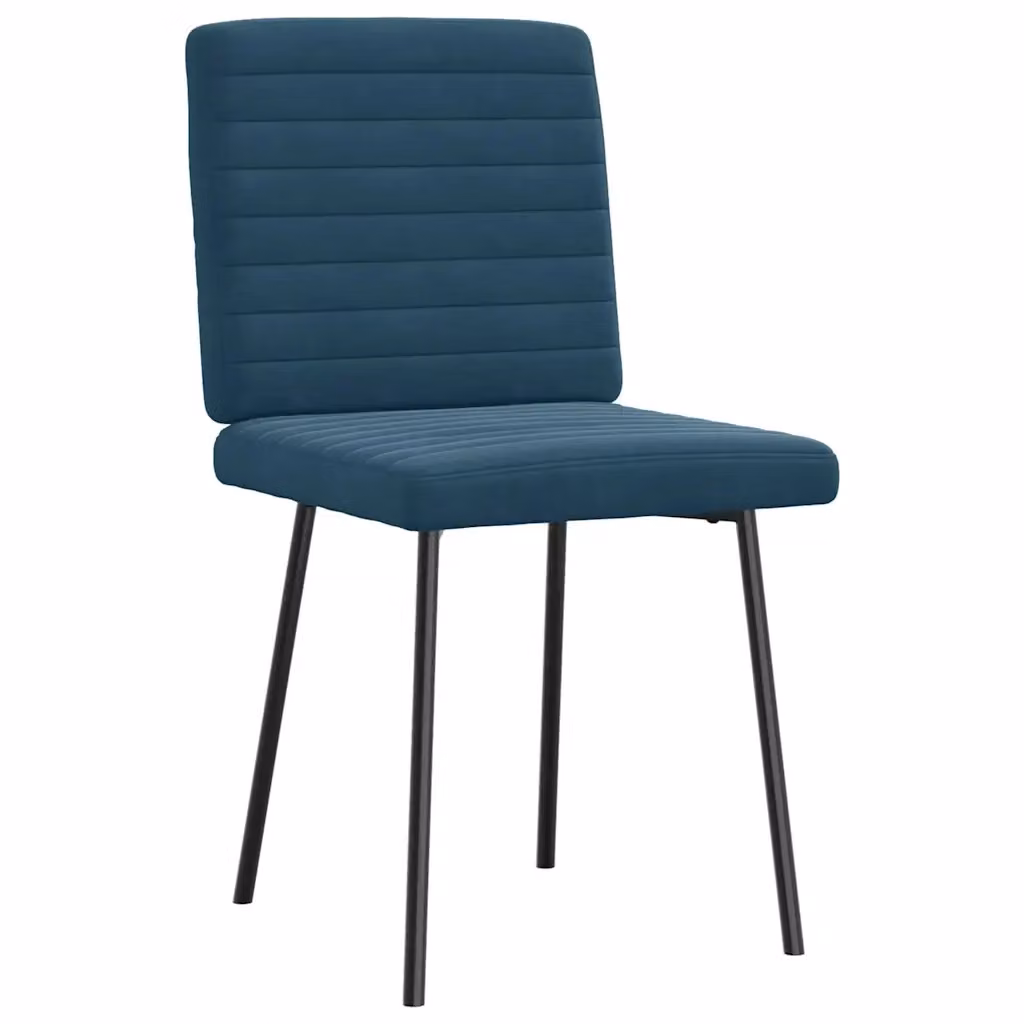 Set di 4 sedie da pranzo vidaXL in velluto blu con struttura in metallo e legno per soggiorno o cucina – 2