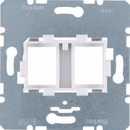 Berker 454105 Piastra di supporto con supporto bianco, a 2 ingressi per inserti di moduli jack modulari