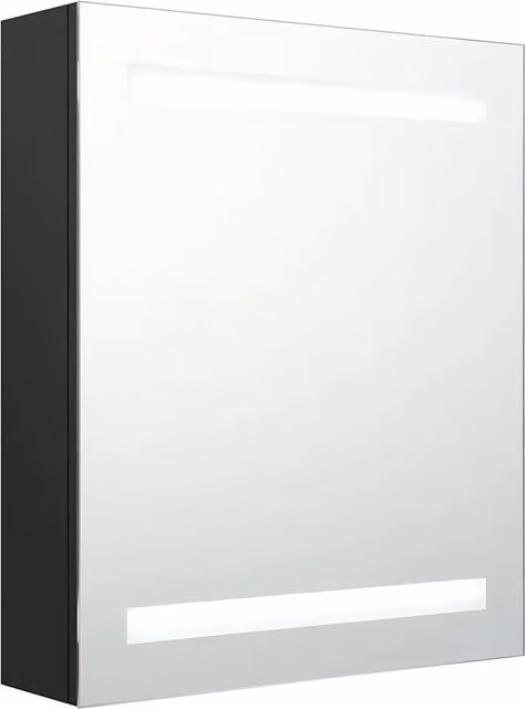 Armadietto da bagno con specchio e illuminazione LED nero in MDF, L: 50 cm, P: 14 cm, H: 60 cm