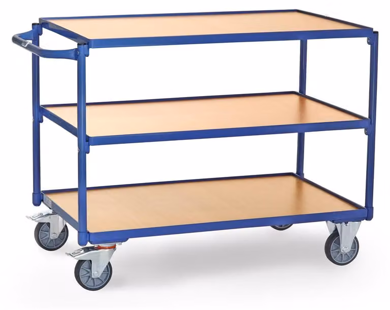 Carrello da tavolo leggero con 3 ripiani Maniglia orizzontale 1000 x 600 mm