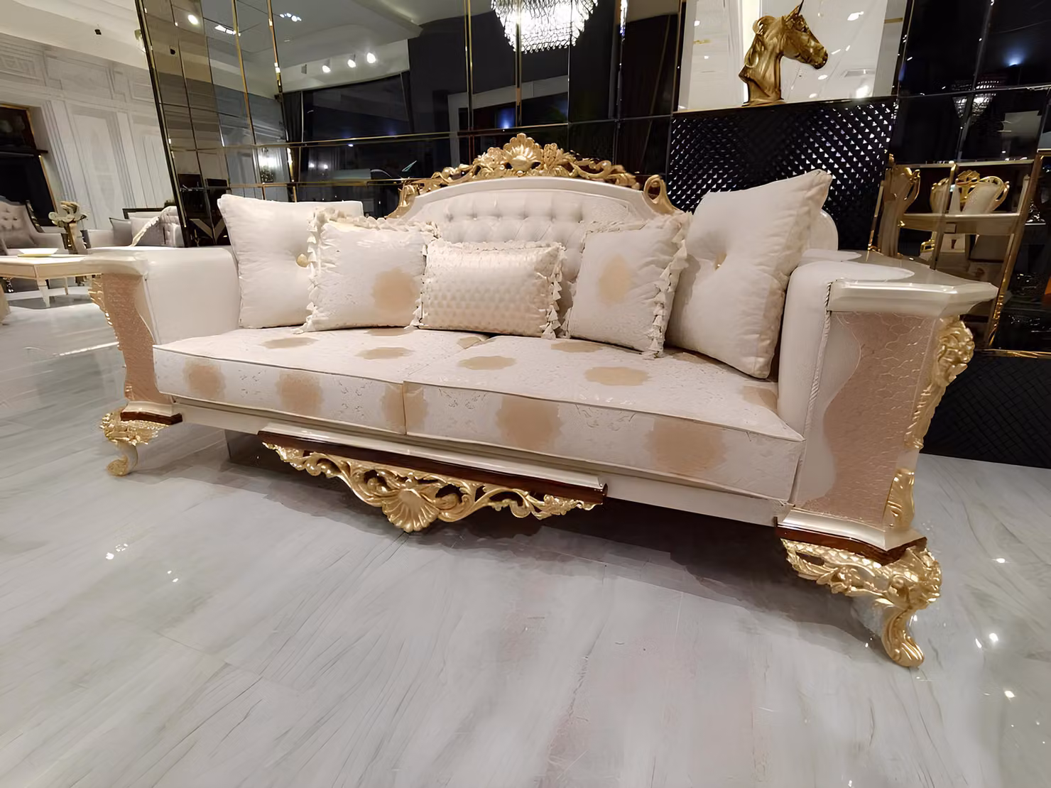 Luxus Sofagarnitur 3+3 Sitzer Textil Designer Chesterfield Sofa 2x 3 Sitzer