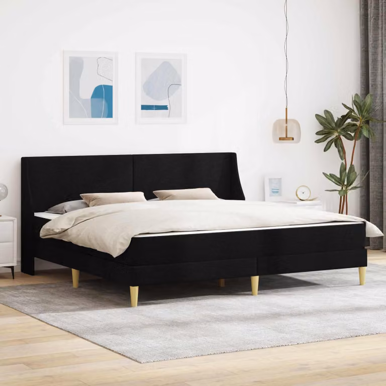 vidaXL Letto Moderno con Materasso Nero in Poliestere e Legno L/P/H: 180 x 200 x 96 cm