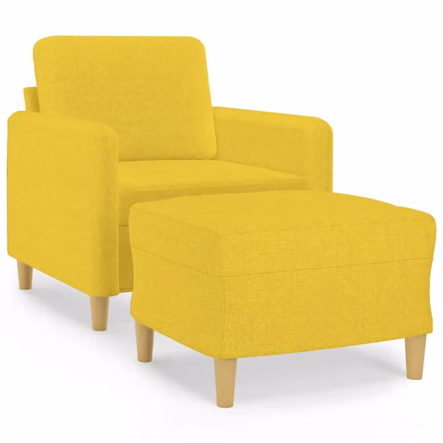 Divano Sedia-Poltrona con Poggiapiedi Giallo Chiaro 60 cm in Tessuto 434352