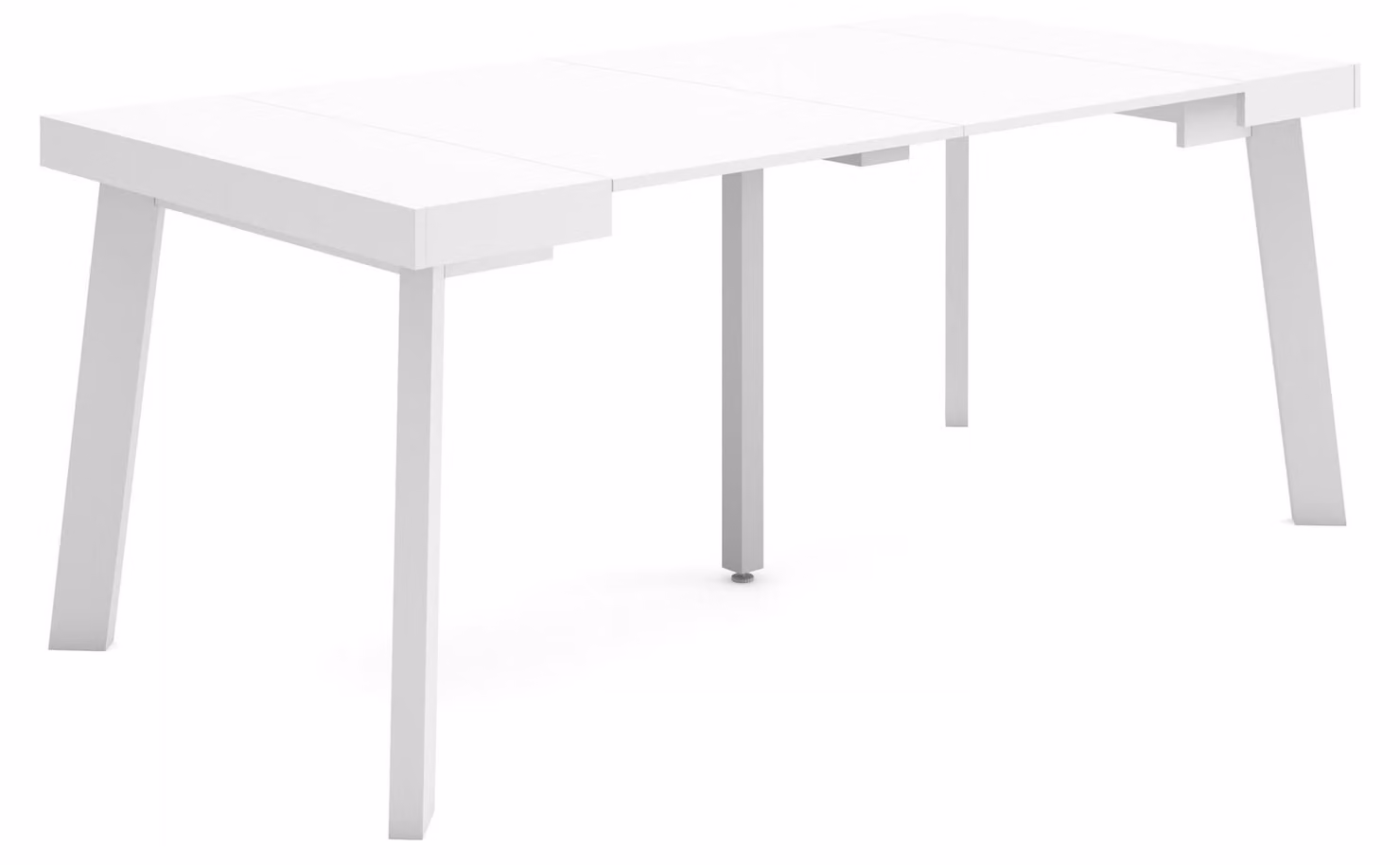 Tavolino consolle estendibile, 180 cm, bianco, per 8 persone, con gambe in legno