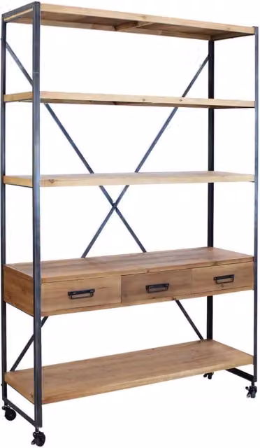 Libreria Industrial in Legno Metallo cm 114 3x46 5x136 - COLIN