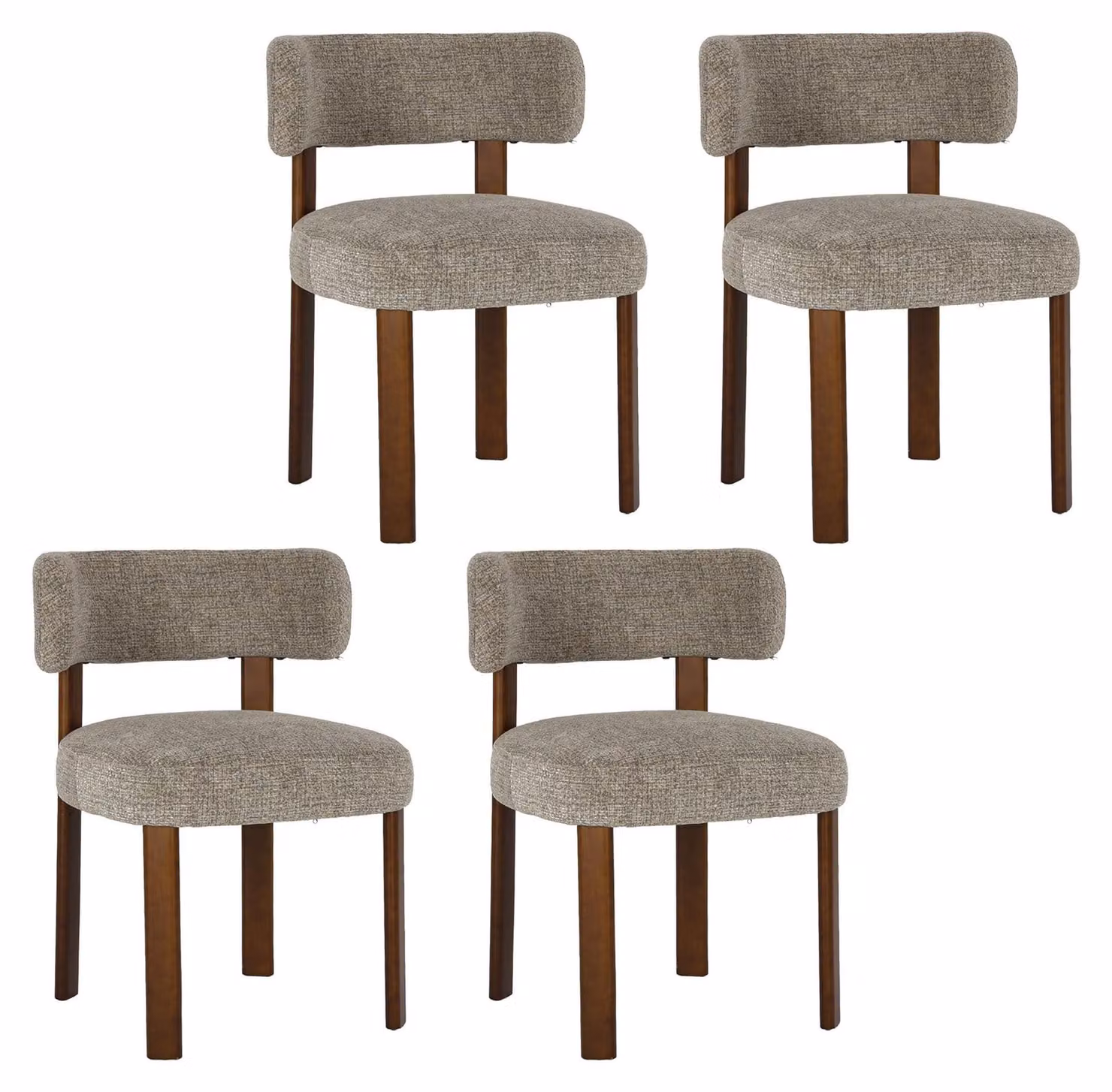 Set di 4 sedie da pranzo in legno massello, dal design semplice ed elegante, con schienali arrotondati che si adattano alla forma della schiena, per un comfort ottimale. Colore: marrone
