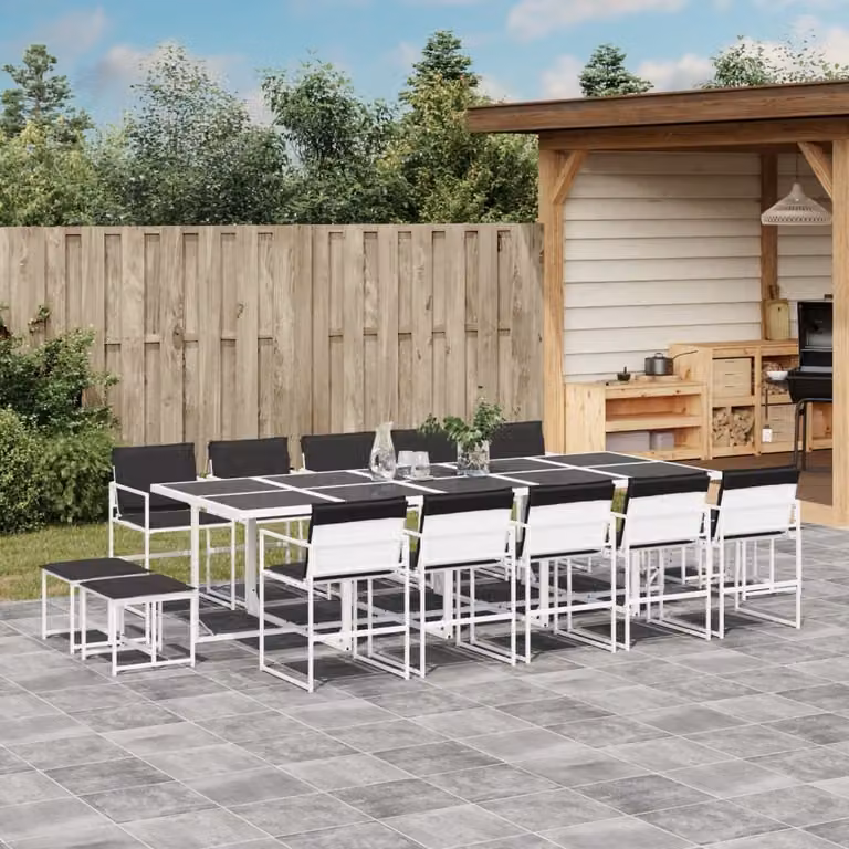 Maison Exclusive - Set da pranzo da giardino da 15 pezzi con cuscini in Textilene bianco