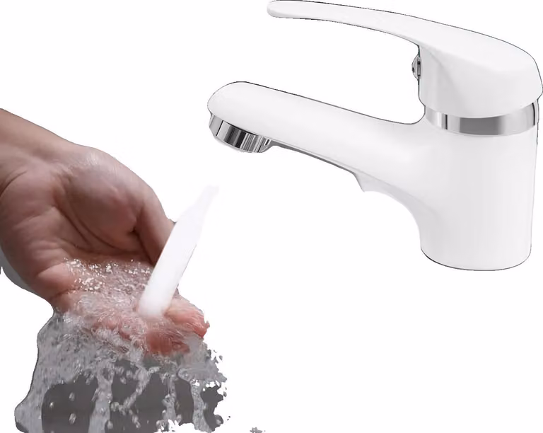 Rubinetto per lavabo, altezza totale 10 cm, materiale ottone, montaggio a pavimento, monocomando, cartuccia ceramica