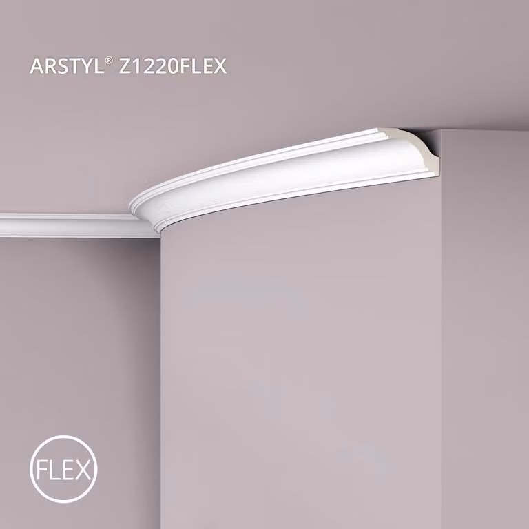 Cornice a soffitto NMC Z1220 Flex ARSTYL Noel Marquet Rivestimento decorativo flessibile Rivestimento decorativo classico colore bianco 2 m