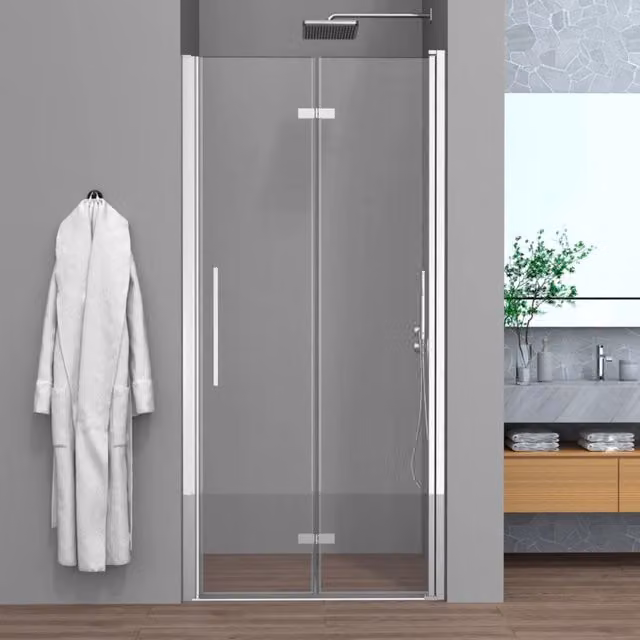Porta doccia a soffietto per nicchia 90cm con profili cromo Neos