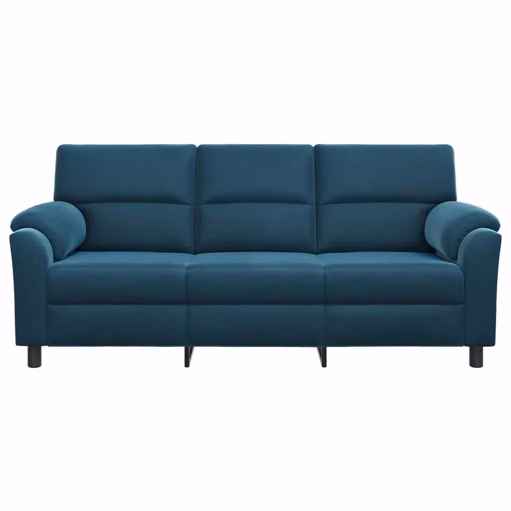 Divano moderno in velluto blu vidaXL con coperture rimovibili L: 214 cm, P: 85 cm, H: 93 cm – 2