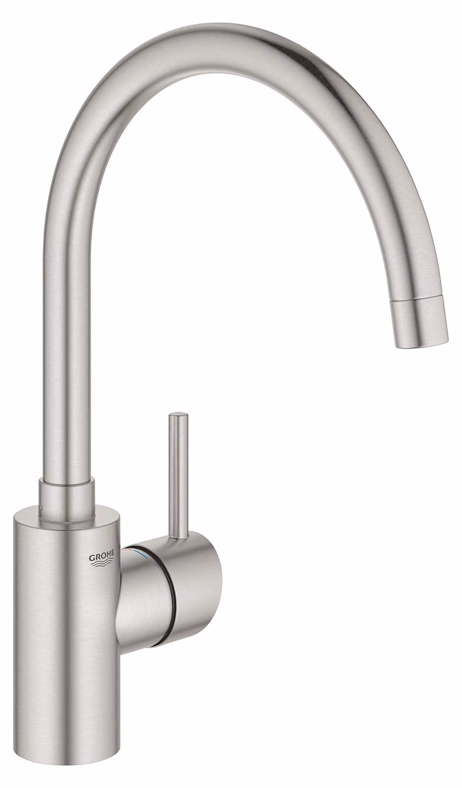 Miscelatore monocomando per cucina, modello Concetto, finitura spazzolata, acciaio inossidabile