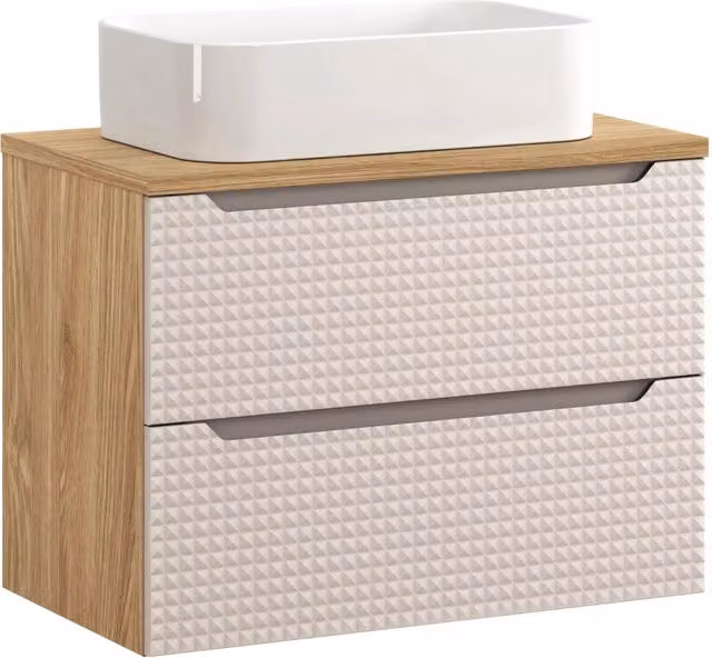 Set mobili bagno Luxor Living Kati con piano e lavabo da appoggio Beige L: 80 cm, P: 46 cm