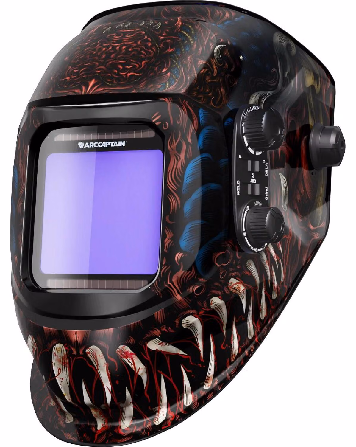 Casco da saldatura automatico - Maschera per saldatura - AR-WC043 - Ampio campo visivo 10x9,3 cm - Visione a colori reali - Cella solare + batteria al litio - Adatto per saldatura MIG, TIG e MMA