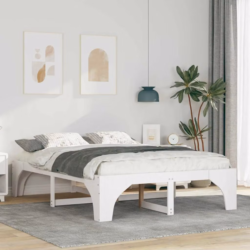 vidaXL Struttura del letto moderna in pino massello bianco L/P/H: 200 x 140 x 40 cm – 1
