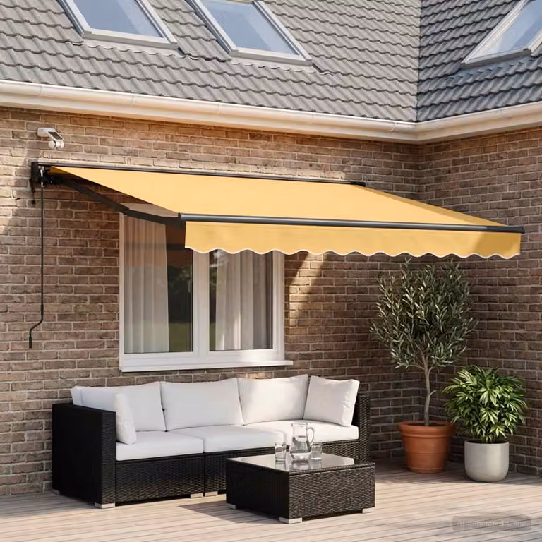 Tettuccio elettrico retrattile vidaXL in alluminio e poliestere, colore sabbia, L: 2,5 m x P: 2 m