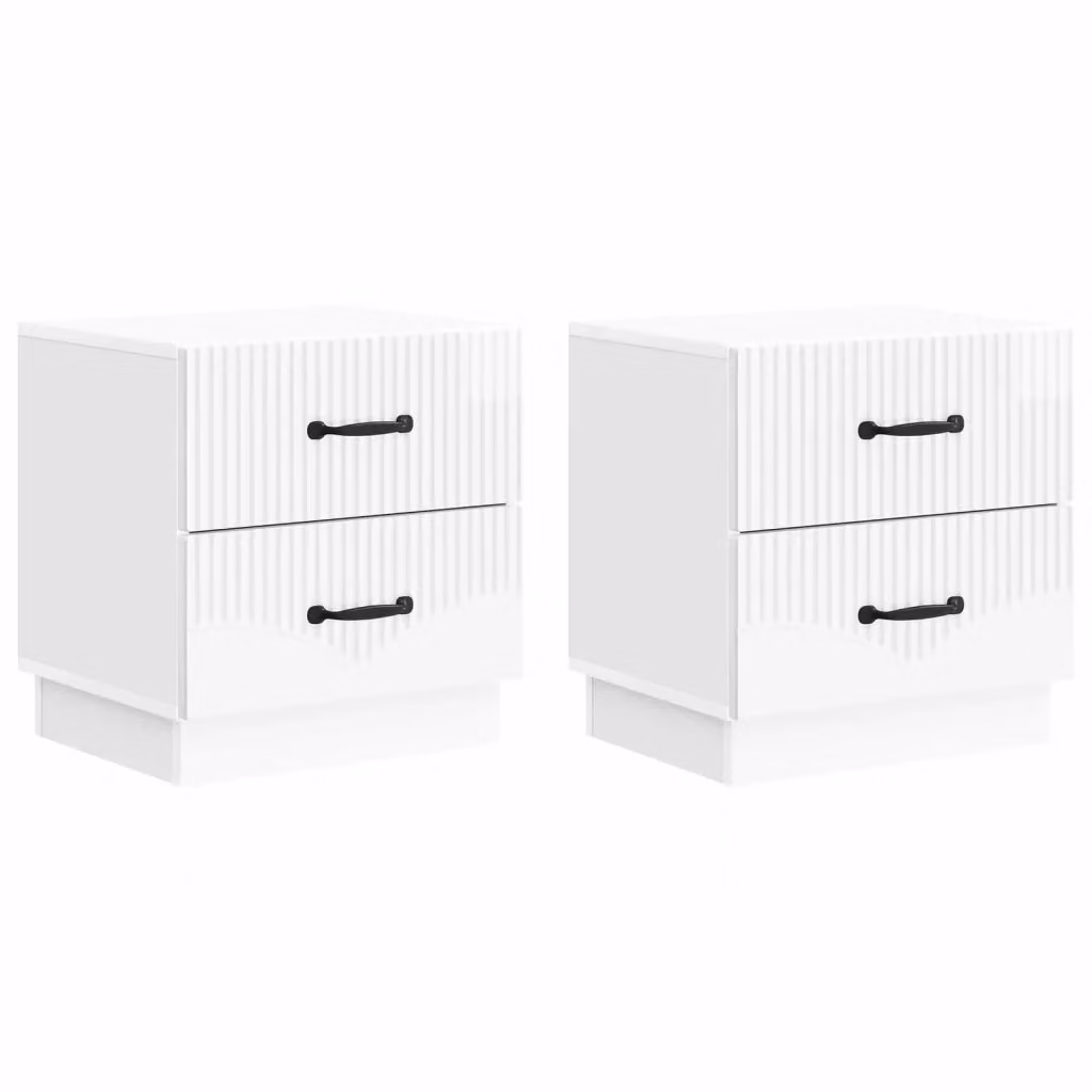 Set di 2 Armadi da Notte vidaXL Bianco Lucido L 43 cm x P 34,5 cm x H 44,5 cm – 2