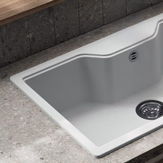 Lavello Elleci a incasso con una vasca in quarzo bianco Fox 360 L 86 x P 50 cm – 1