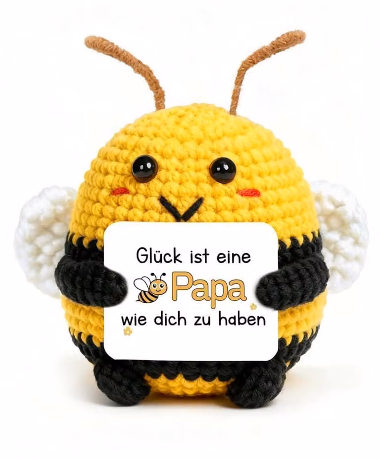 Ape portafortuna fatta a mano per papà, realizzata in lana e cotone, ideale come regalo per il compleanno, il Natale o la festa del papà