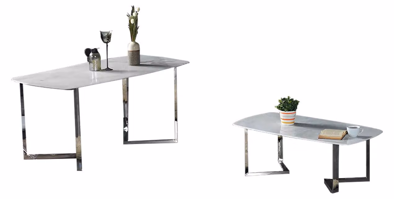 Garnitur Esstisch Couchtisch Esszimmertisch Essecke Tisch Marmor Weiß