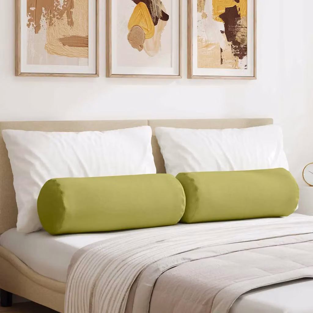 Set di 2 cuscini a rullo vidaXL in tessuto verde chiaro, Ø 25 x 70 cm
