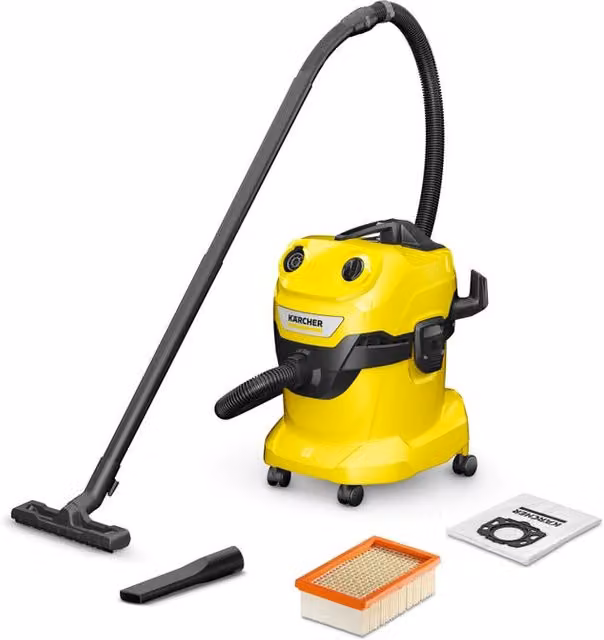 Aspiratore industriale a filo Karcher WD 4 V-20/5/22 giallo in plastica 20l 1000W 22 kPa