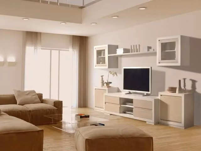 Parete attrezzata moderna Mobili 2G in legno di frassino bianco e onice poro aperto L: 311 cm