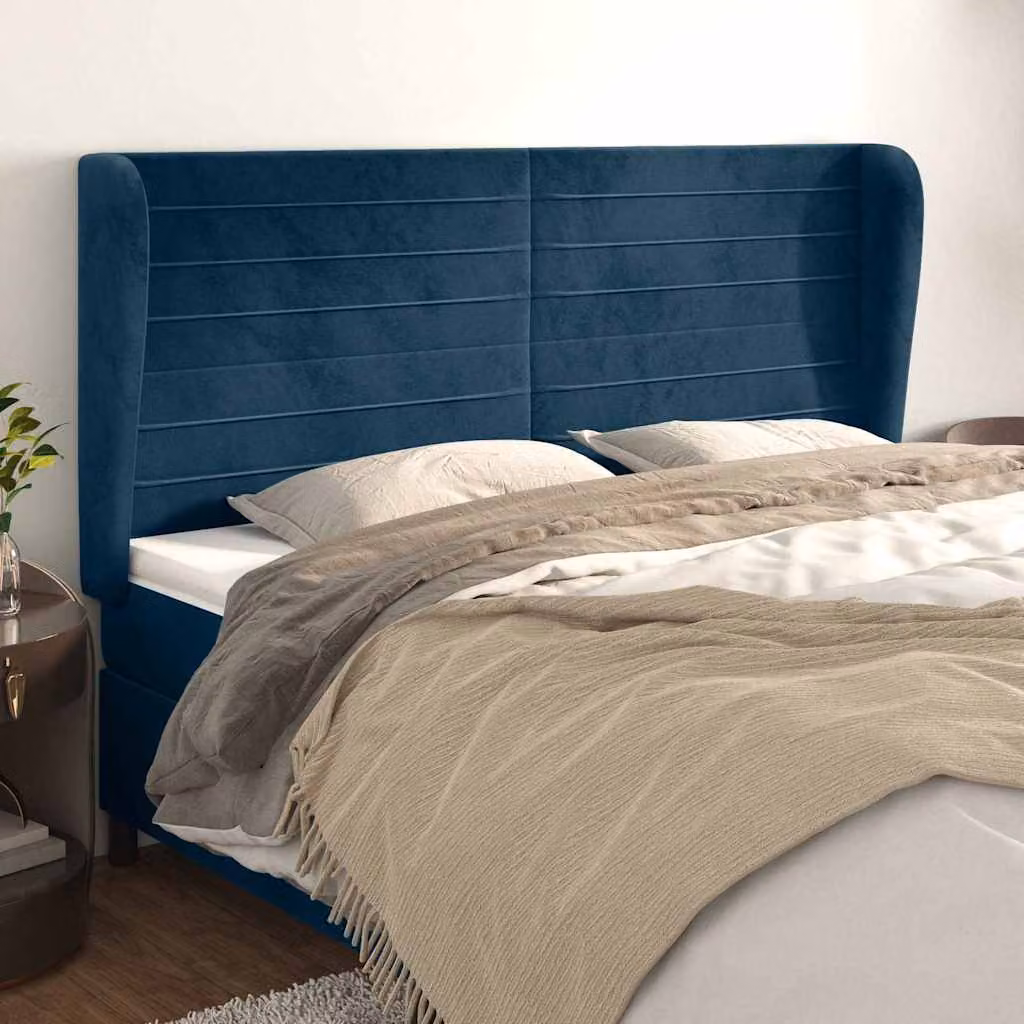 Testiera ad Orecchio vidaXL in Velluto Blu, L: 183 cm, P: 23 cm, H: 118/128 cm – 1